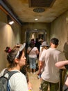 People waiting in line to get on the Millenium Falcon Smuggler`s Run ride