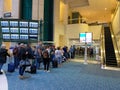 People waiting in line to go through Orlando International Airport MCO TSA security Royalty Free Stock Photo