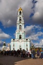 People waiting in a line to see the holy relics. Sergiyev Posad, Russia Royalty Free Stock Photo