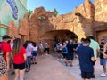People waiting in a long line at the ticket entrance to Islands of Adventure at Universal Studios