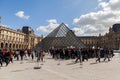 People Waiting in Long Queue at Louvre Museum in Paris France Royalty Free Stock Photo