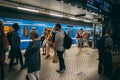 People waiting for the metro at T-Centralen station on a summer da Royalty Free Stock Photo