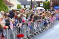 People waiting for the Olympic torch Royalty Free Stock Photo