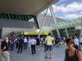 People waiting passengers outside Albanian Aiport ,after Covid 19