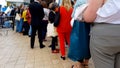 People waiting in queue near Cannes film festival entrance, cinematography event Royalty Free Stock Photo