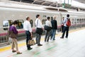 People waiting for shinkansen bullet train Royalty Free Stock Photo