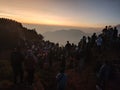 The people waiting Sunrise at sikunir highland Royalty Free Stock Photo