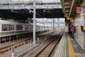 People waiting for the train at the station in Hiroshima, Japan Royalty Free Stock Photo