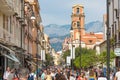 People walk along Corso Italia, main shopping street of Sorrento, Italy Royalty Free Stock Photo