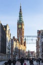 People walk along Long Street Dluga in Gdansk, Poland Royalty Free Stock Photo