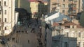 People walk along Street Andriivsky Uzviz in Kyiv in the ancient historical district of Podil