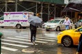 People walk along West 42nd Street in New York. Almost 19 million people live in New York City metropolitan area. Royalty Free Stock Photo