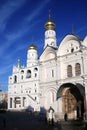 People walk into the Archangels church. Moscow Kremlin. Royalty Free Stock Photo