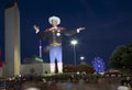 People walk around Big Tex at Fair Park night Royalty Free Stock Photo