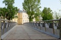 People walk around the city park during sunset in Gomel, Belarus Royalty Free Stock Photo