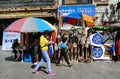 People walk around Jokhang temple in Tibet