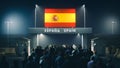 People walk through the border checkpoint gate to Spain at night - 3D rendered