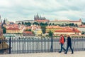 Panoramic view city and river Vltava in Prague, Czech Republic. Royalty Free Stock Photo