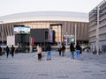 People walk in front of the Cluj arena stadium