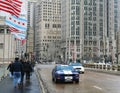 People walk on Michigan avenue bridge in Chicago Royalty Free Stock Photo