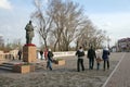 People walk near the Alesha - a monument to soldiers of the WWII near the Victory Memorial of the Krasnoyarsk.