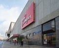 People walk near Satire Theater in Moscow