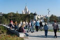 September 2017, Moscow, Russia. People walk in the Park in Zaryadye, near the Kremlin Royalty Free Stock Photo
