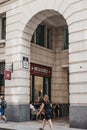 People walk past Pret A Manger shop in City of London, London, UK. Royalty Free Stock Photo