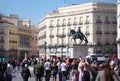 People walk at Puerta del Sol