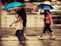 People walk on road in rainy day Royalty Free Stock Photo