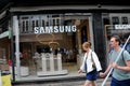 People walk by Samsung showcase croner in Copenhagen