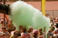 People Walk Through Stream Of Green Foam At Bubble Palooza