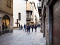 People walk on street via Gombito in Bergamo Royalty Free Stock Photo