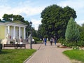 People walk and take pictures in the city park. Kolomenskoye Park MOSCOW, RUSSIA