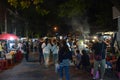 People walk in th market,famous Sunday walking street in Chiang Mai, Thailand. Market is Royalty Free Stock Photo