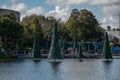 People walk to Shamu Stadium at Seaworld