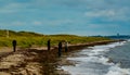 People on a beach on an autumns day Royalty Free Stock Photo