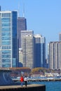 People walking along the Chicago shoreline Royalty Free Stock Photo