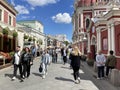 Moscow, Russia, June, 16, 2022. People walking along Klimentovsky Lane in summer. Russia, the city of Moscow