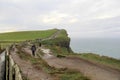 People walking along the paths on windy day at Cliffs Of Moher, Ireland,October,2014