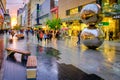 People walking along the Rundle Mall at sunset Royalty Free Stock Photo