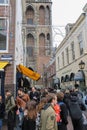 People walking along the street in the historic centre of Utrecht, the Netherlands Royalty Free Stock Photo