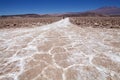 People are walking along the trail at the salt pan at the Salar of Antofalla at the Puna de Atacama, Argentina Royalty Free Stock Photo