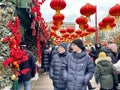 Moscow, Russia, February, 11, 2024. People walking along Tverskaya Square in Moscow during the Chinese New Year Royalty Free Stock Photo