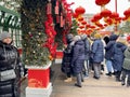 Moscow, Russia, February, 11, 2024. People walking along Tverskaya Square in Moscow during the Chinese New Year Royalty Free Stock Photo