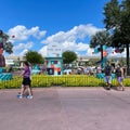 People walking aound the Food and Wine Festival at EPCOT in Walt Disney World