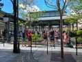 People walking around at the French Pavillion at EPCOT in Walt Disney World