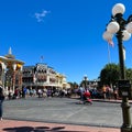 People walking around Main Street USA in Magic Kingdom at Walt Disney World Royalty Free Stock Photo