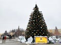 Moscow, Russia, December, 30. 2020. People walking around Manezhnaya Square on New Year`s holidays. Russia, the city of Moscow Royalty Free Stock Photo