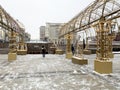 Moscow, Russia, December, 30. 2020.People walking around Manezhnaya Square on New Year`s holidays. Russia, the city of Moscow Royalty Free Stock Photo